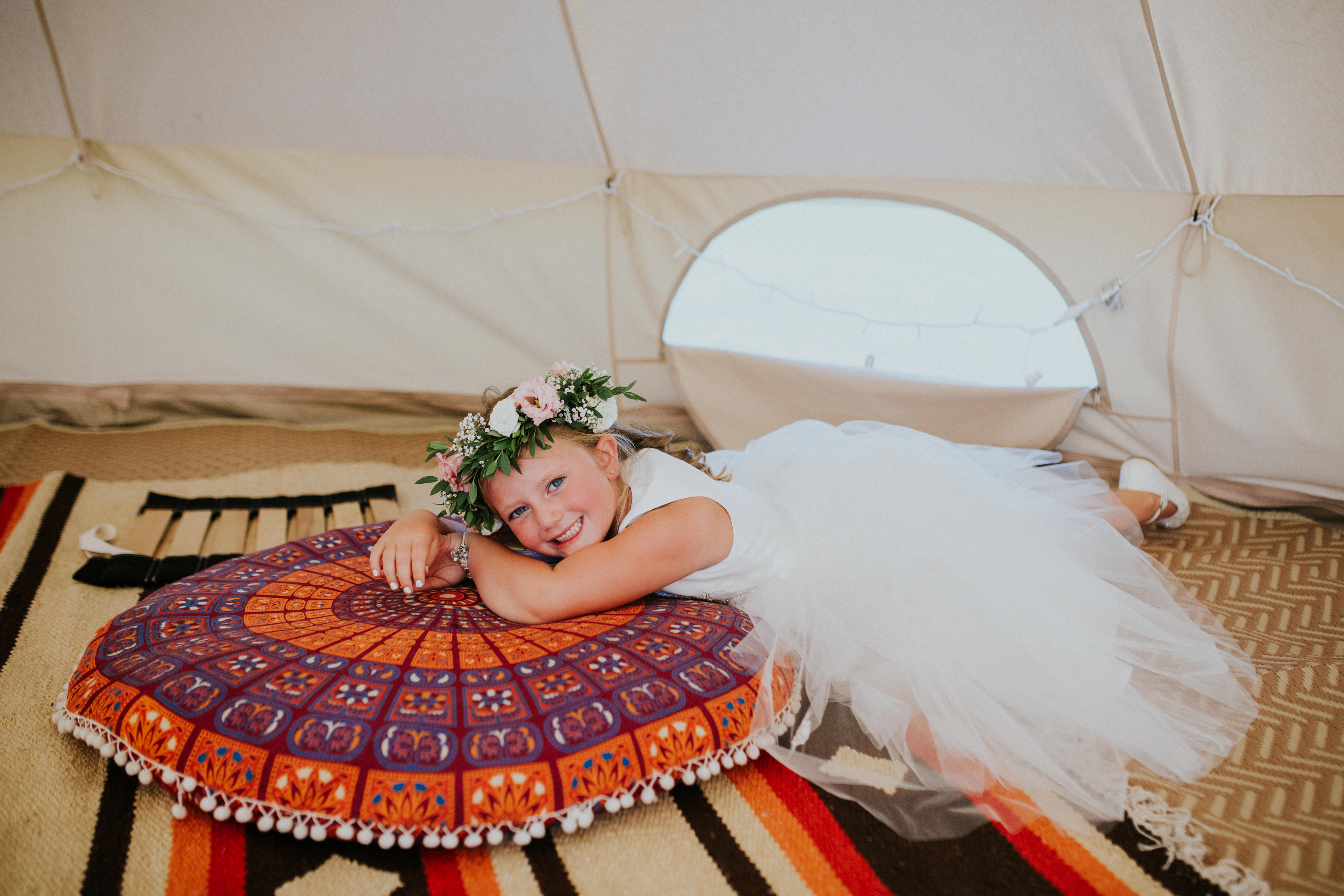 flower girl in tipi 