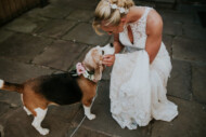 bride and dog