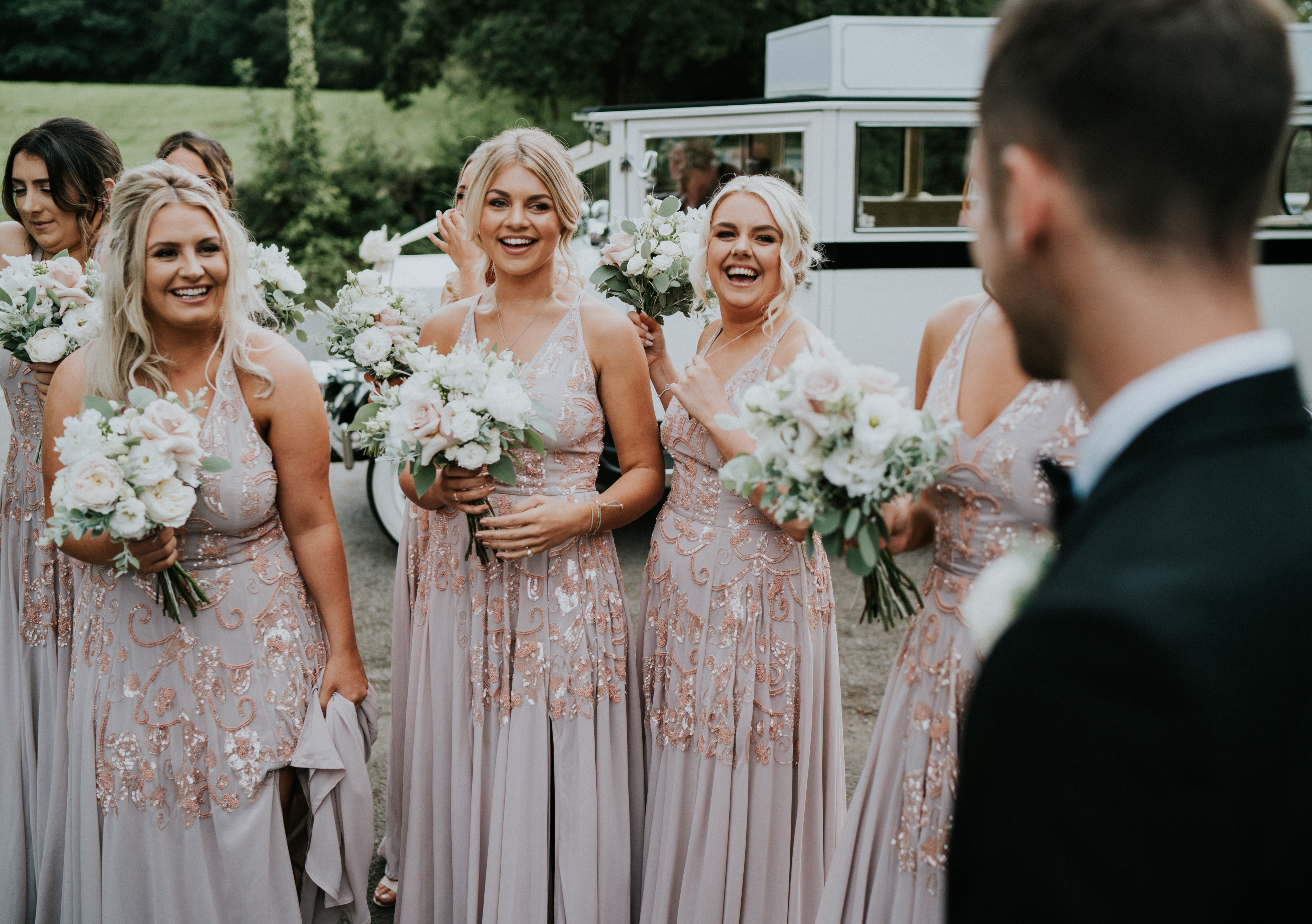 bridesmaids smiling 