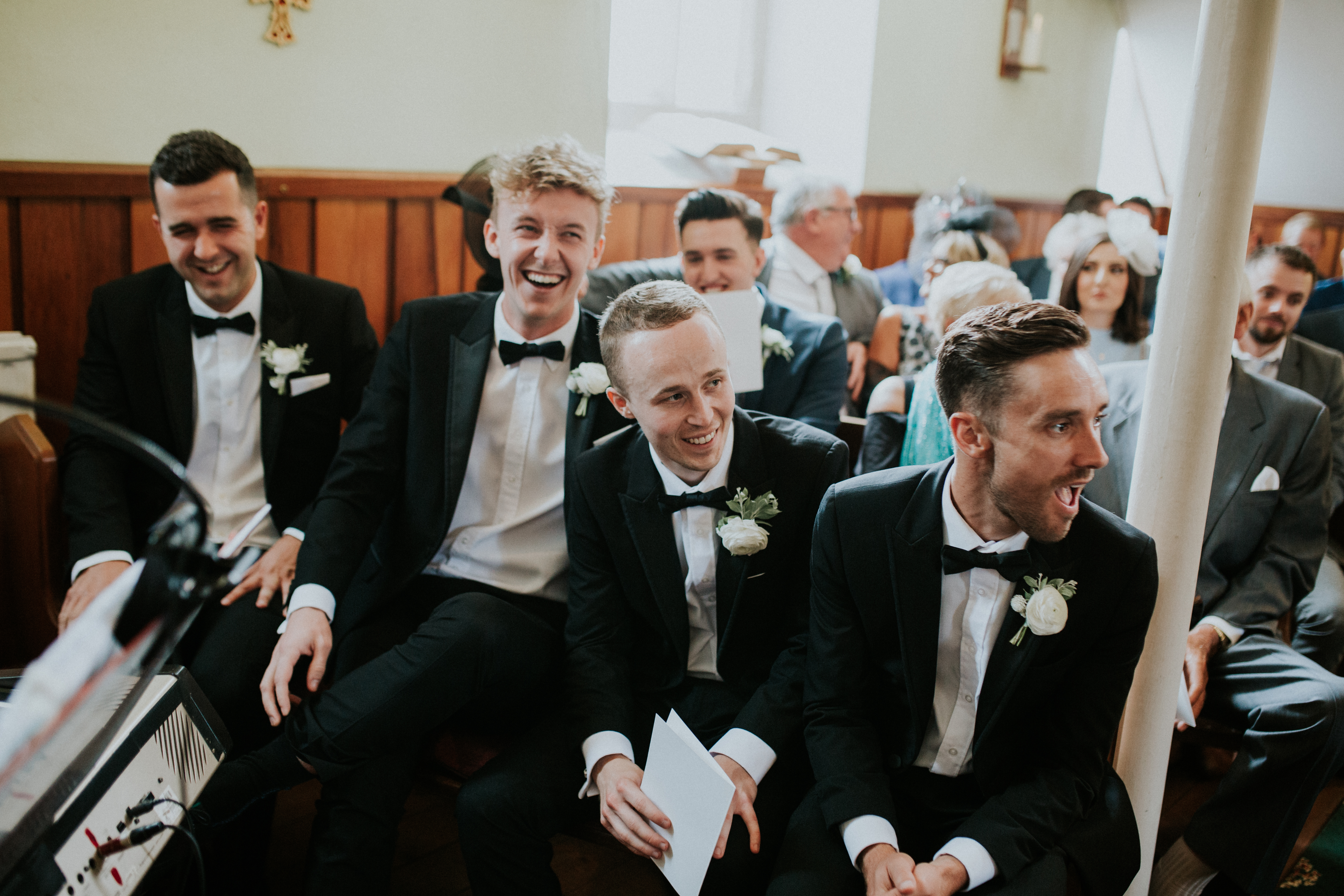 groomsmen laughing 