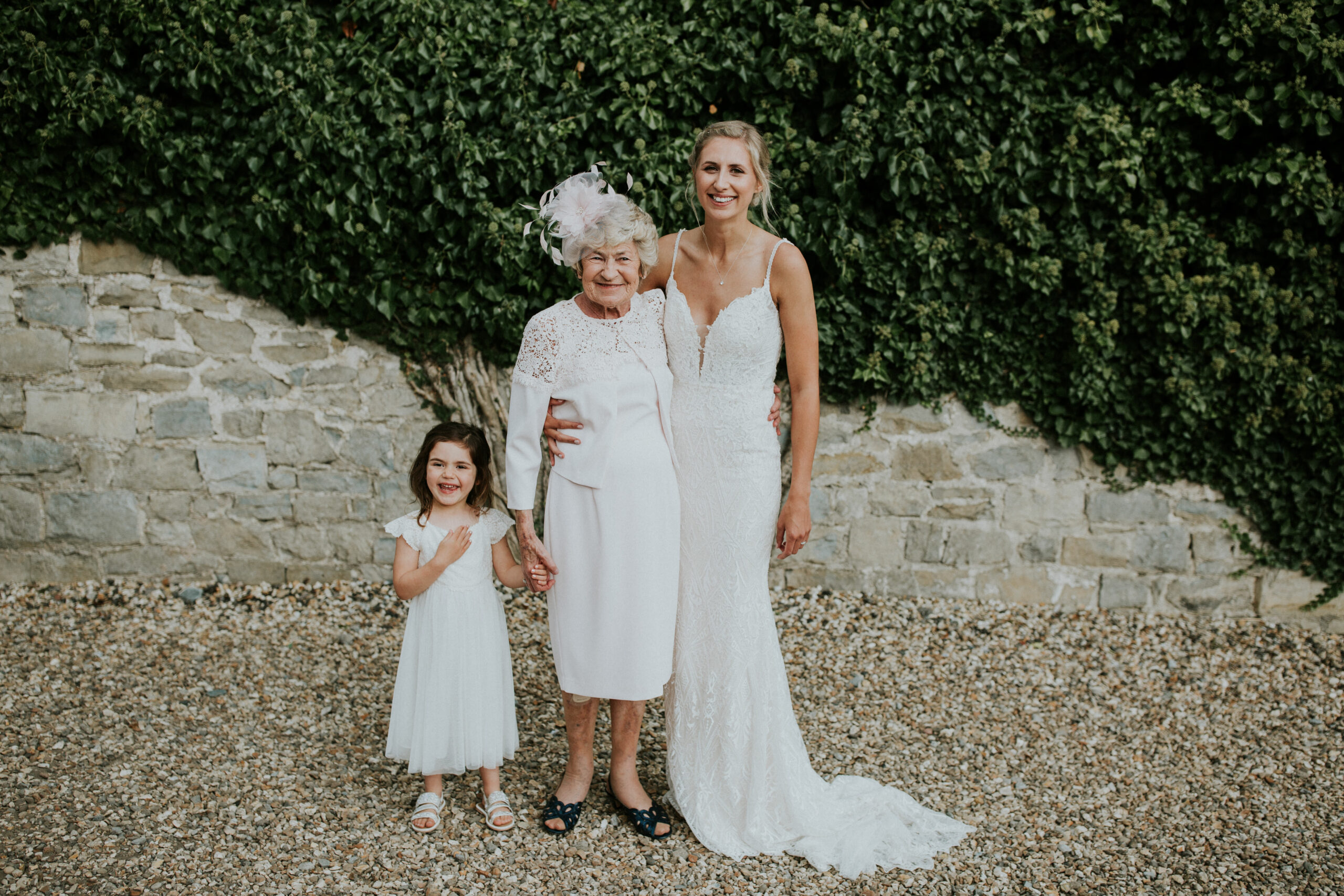 bride with her nan and niece 