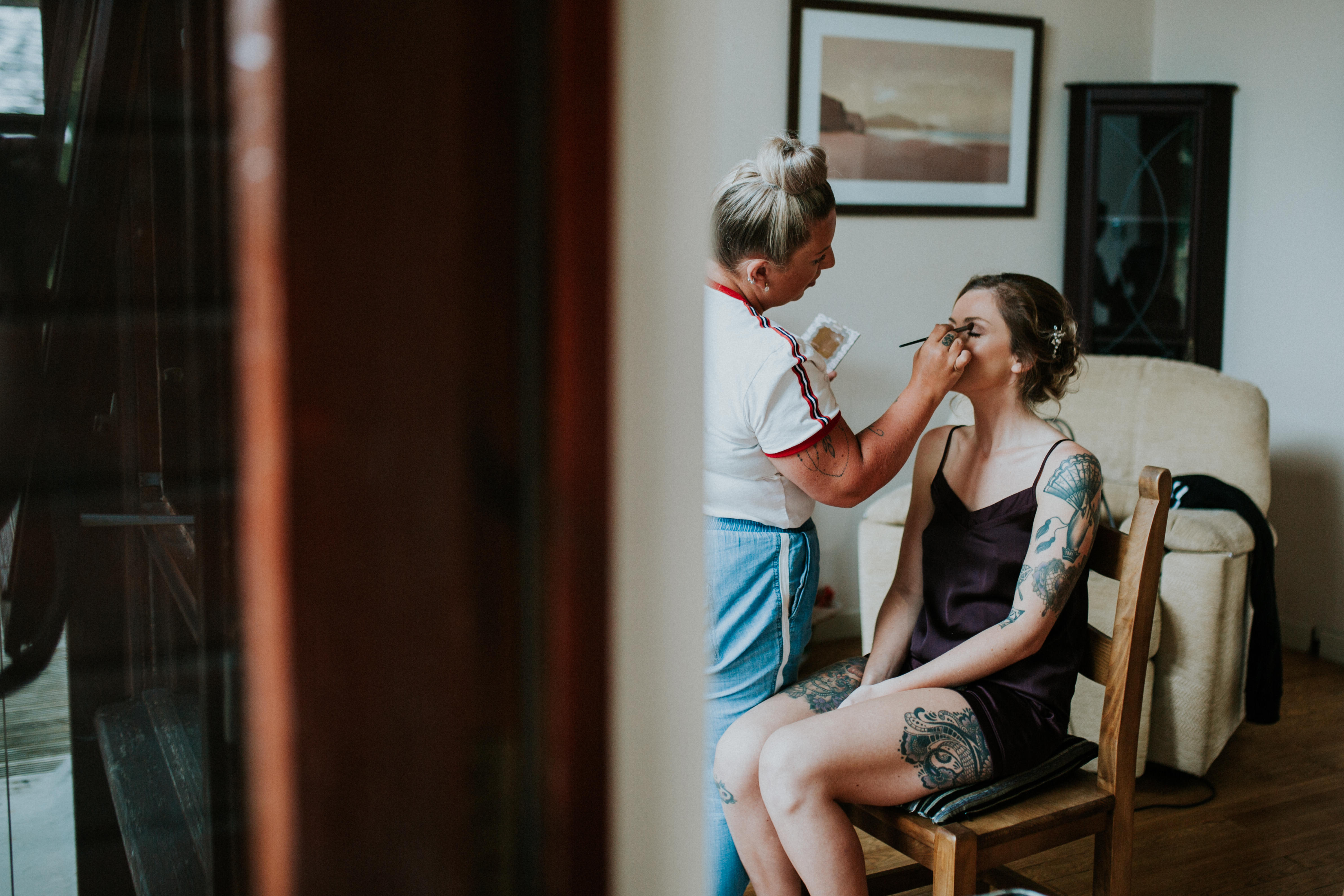 bride having her make-up done