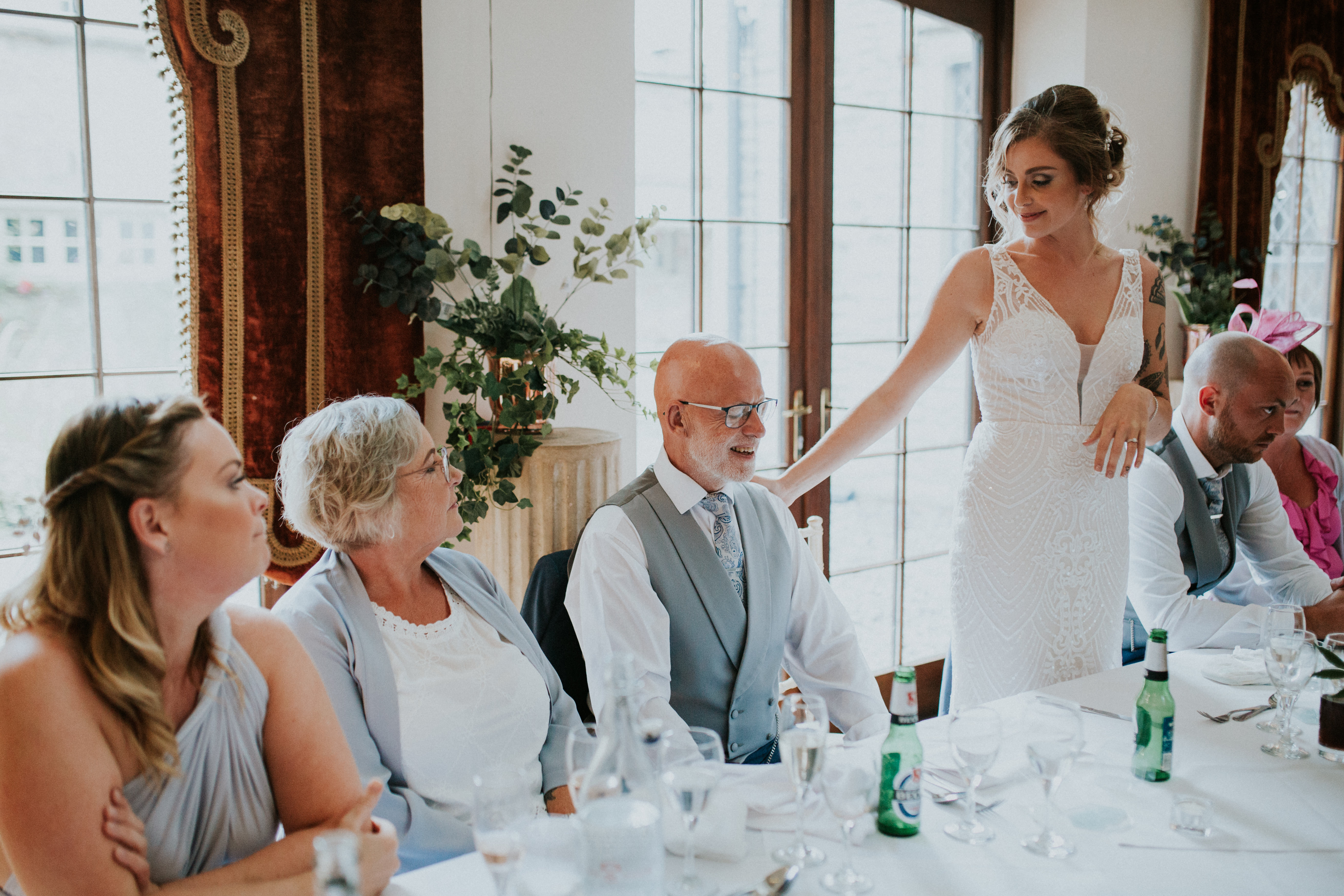 bride looking at dad 