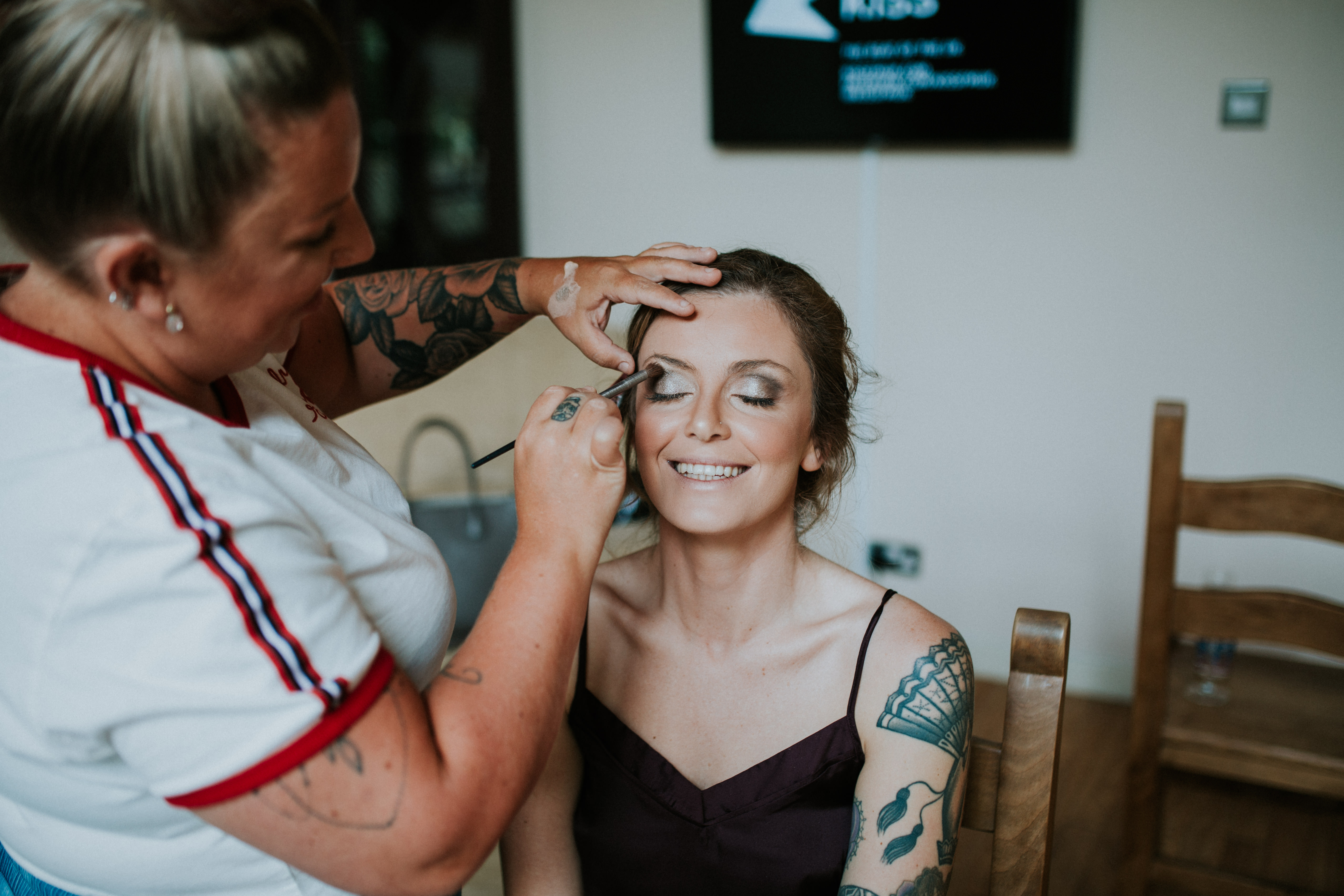 bride having her make-up done