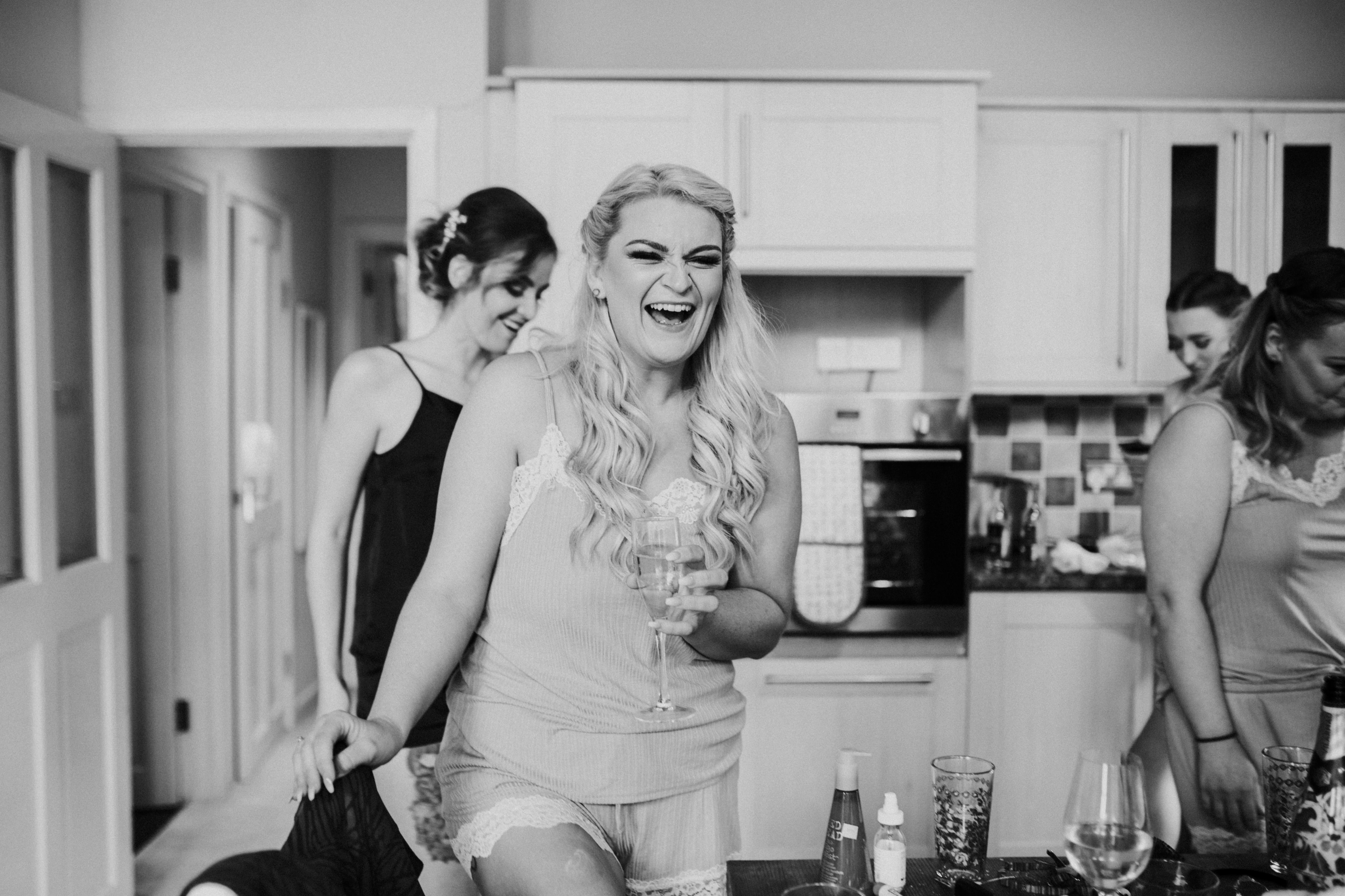 bridesmaid laughing 