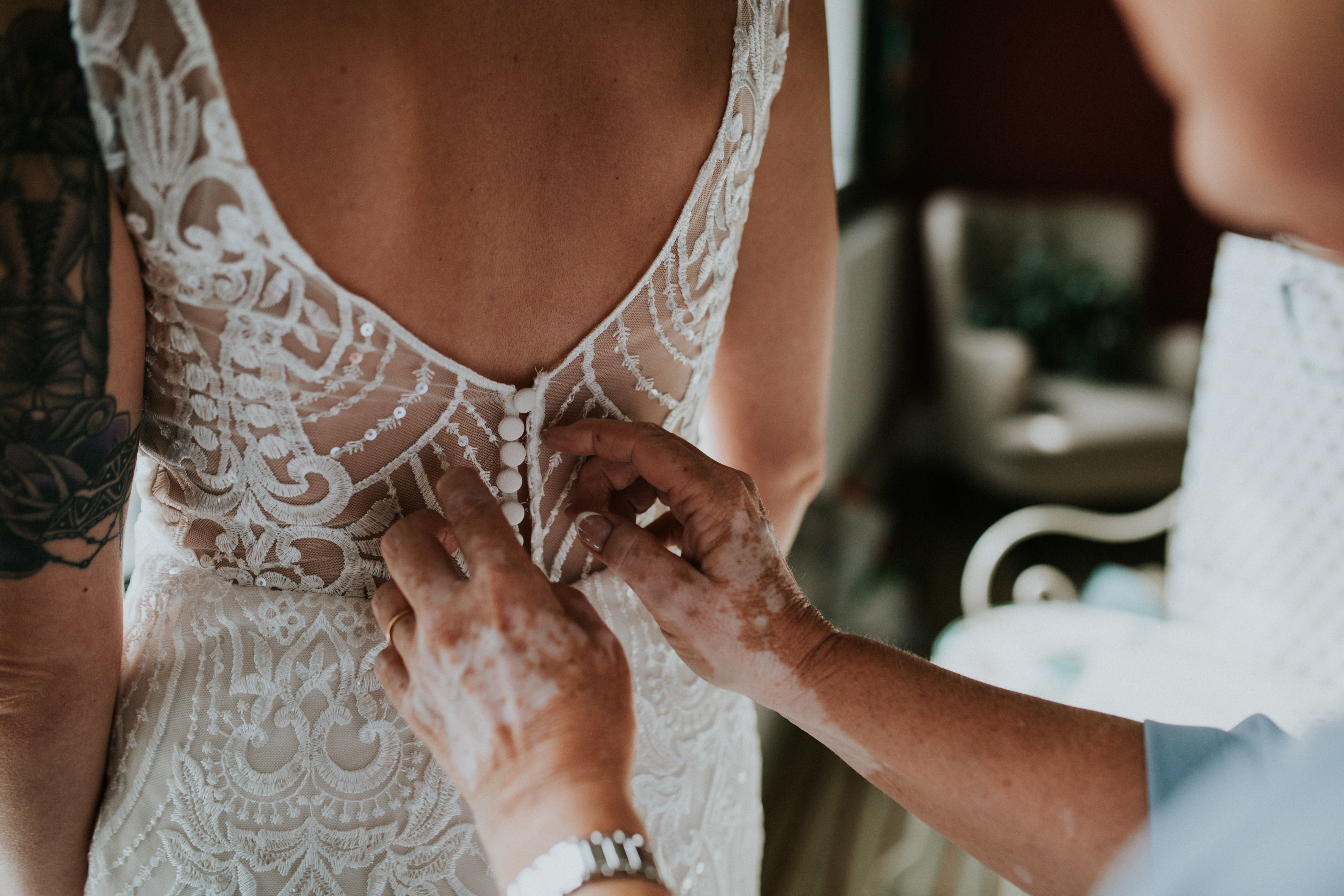 close up of wedding dress 