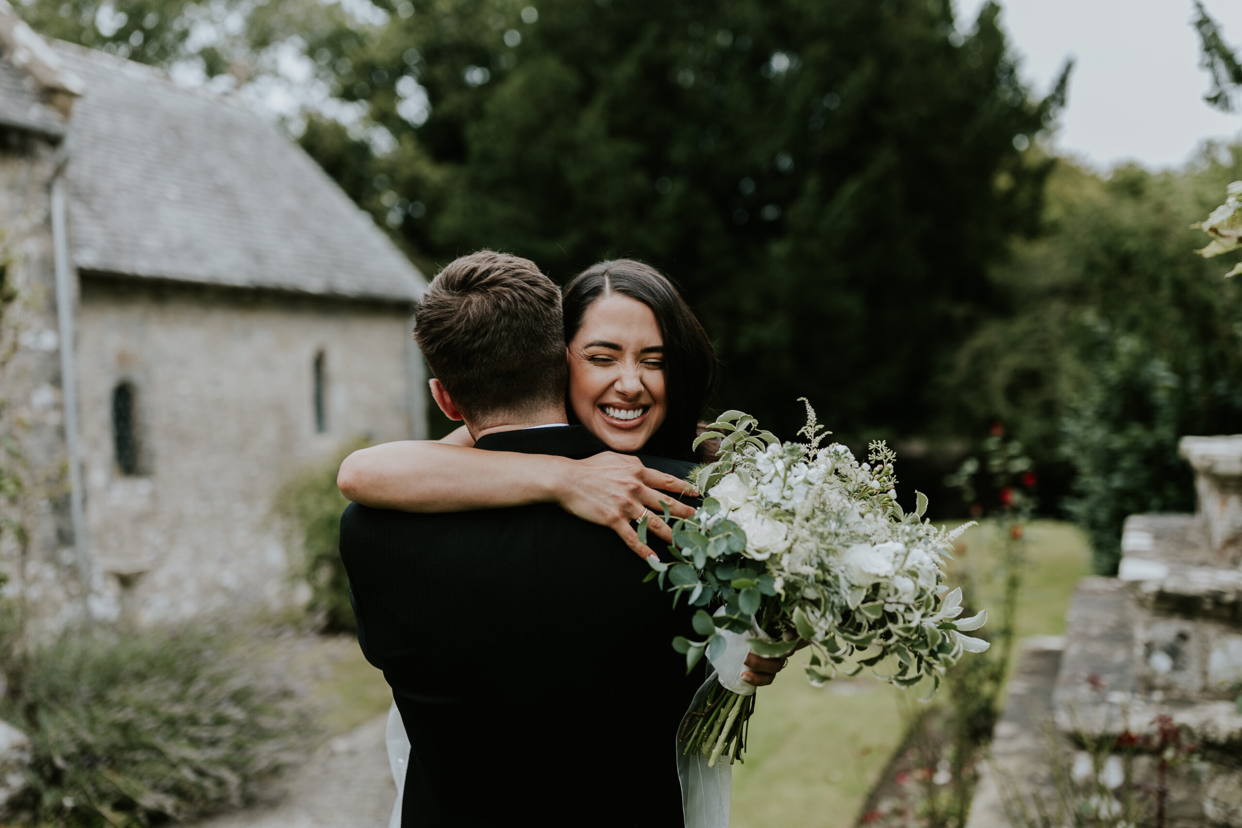 Bride smiling