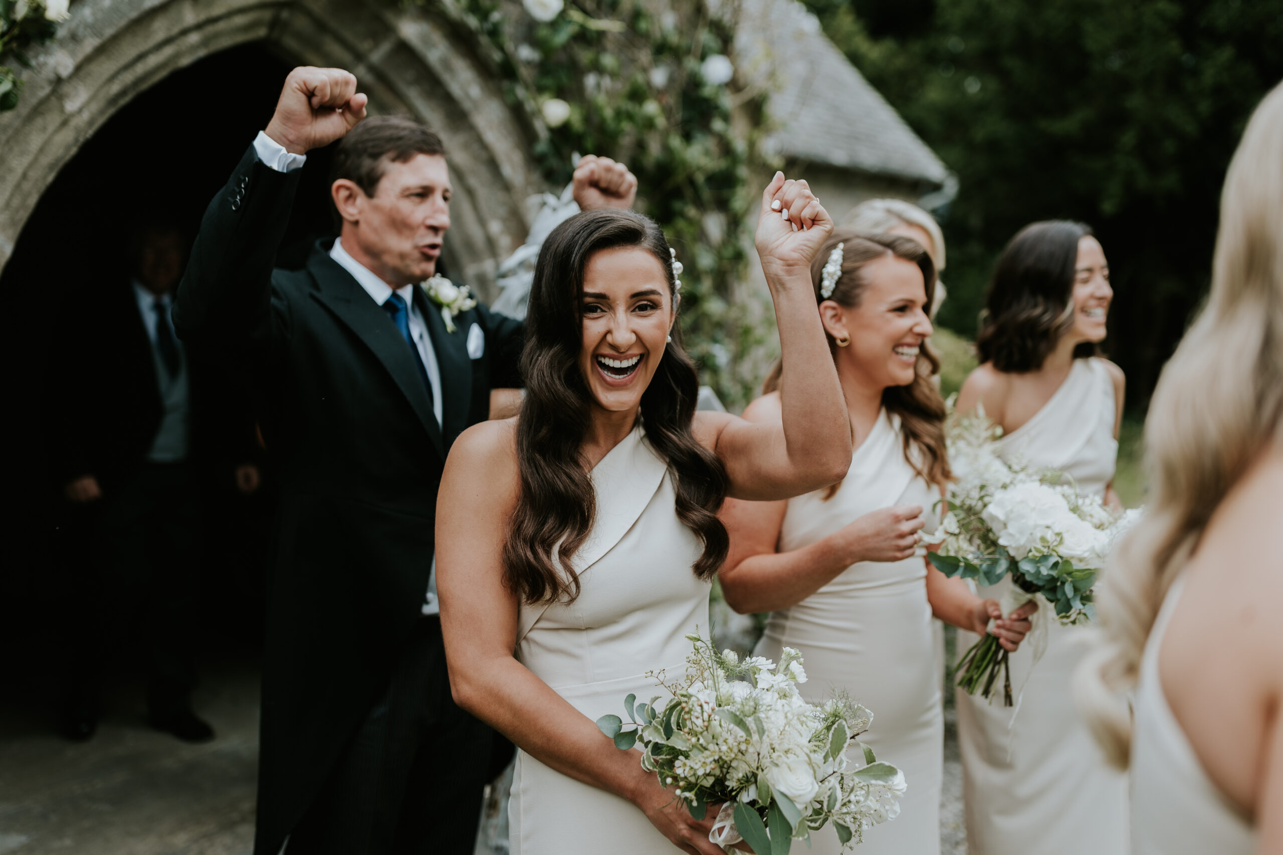 Bridesmaids laughing