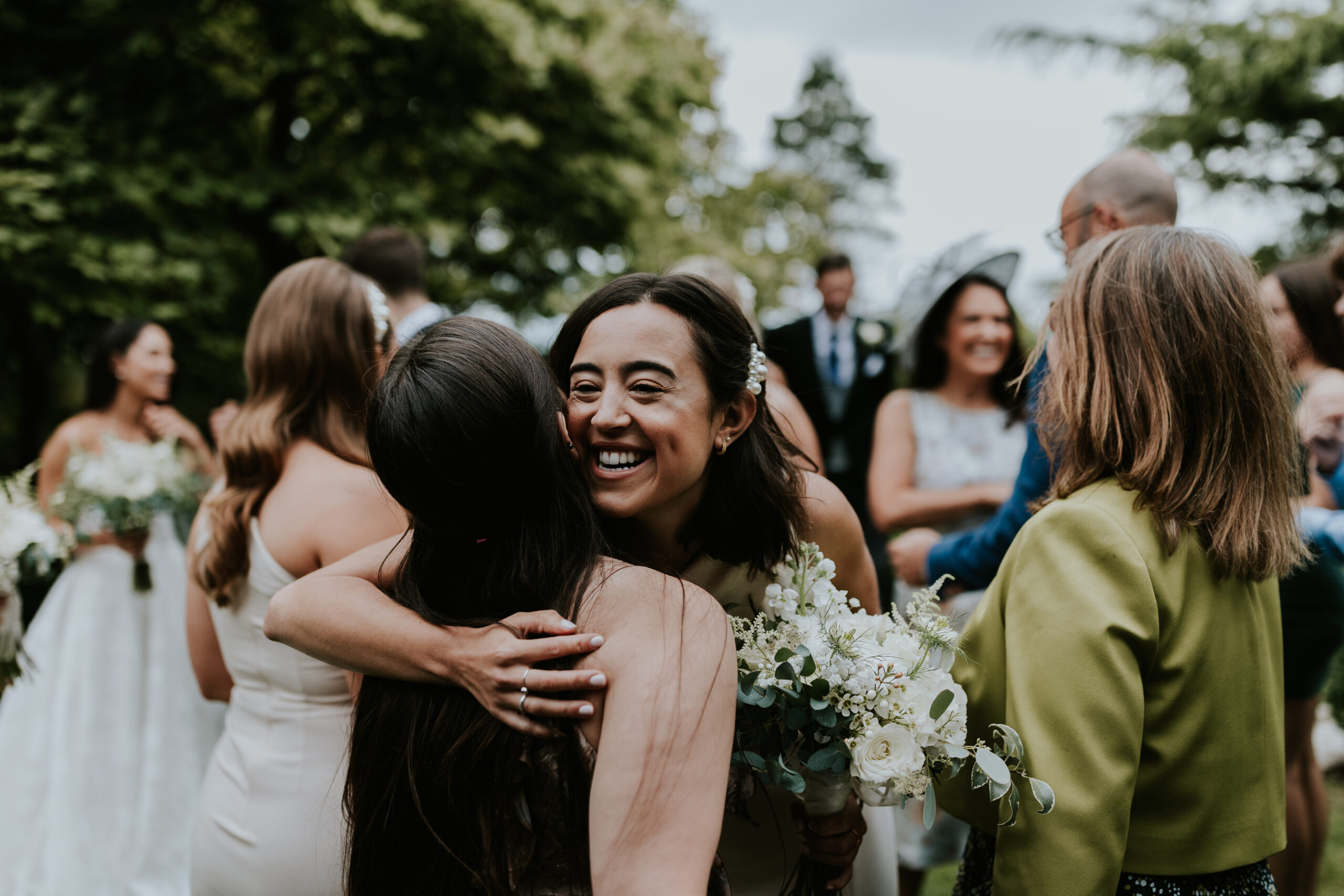 Bridesmaids laughing