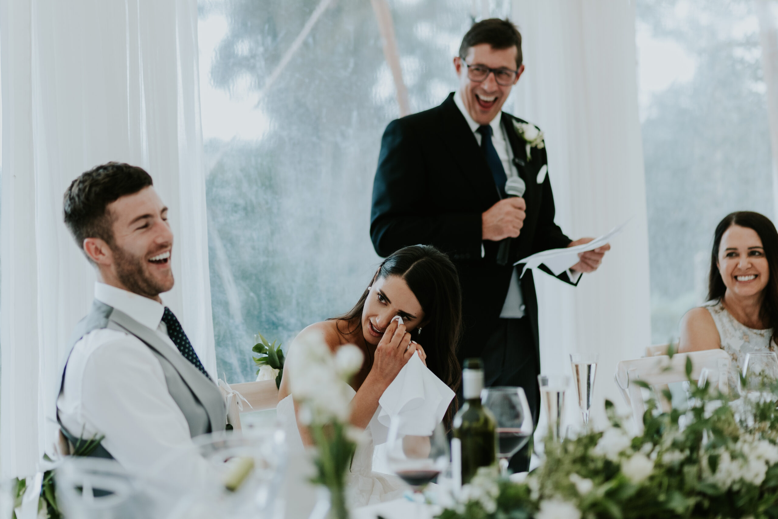 Bride crying during speeches