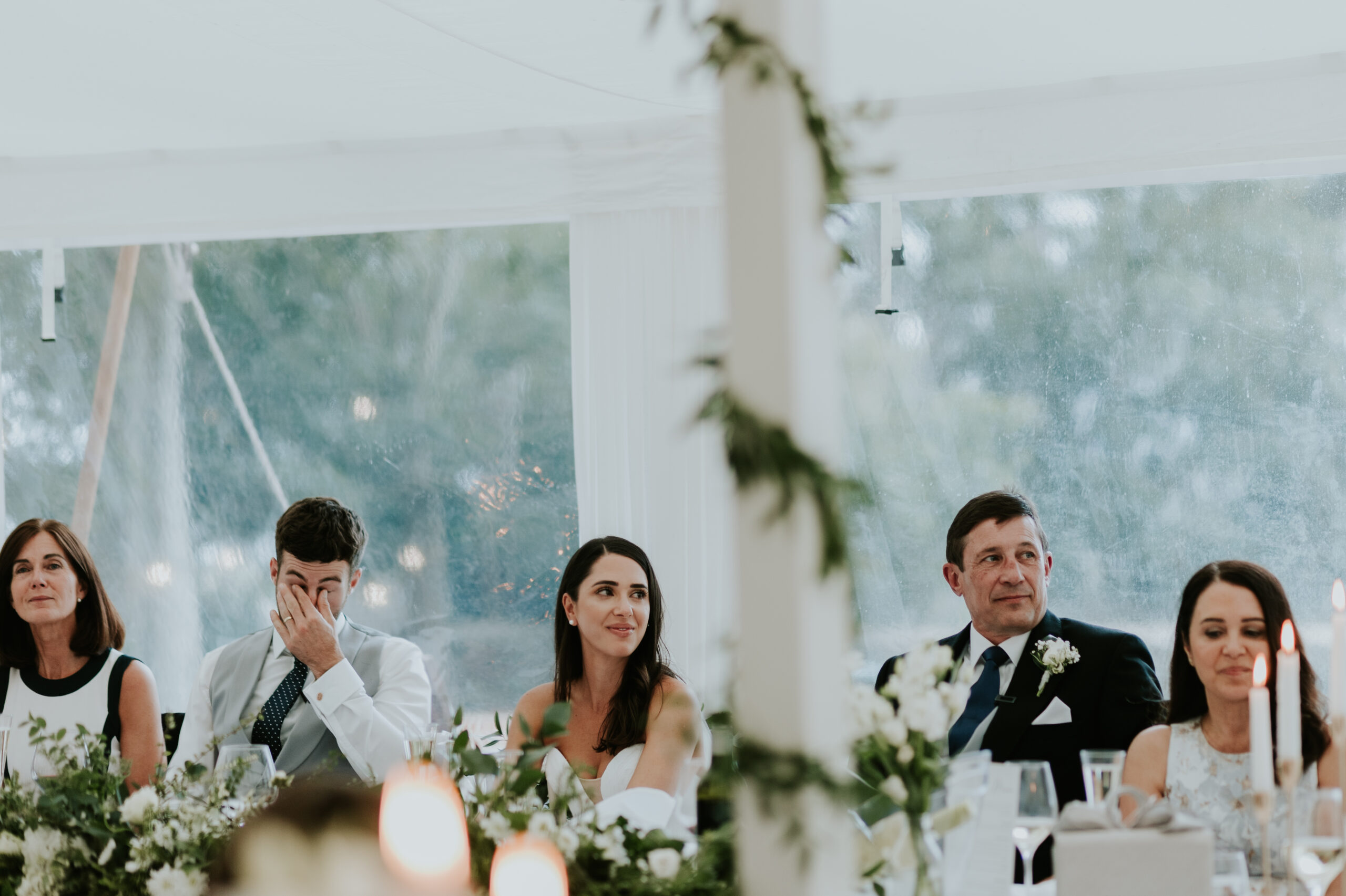 Bride crying during speeches