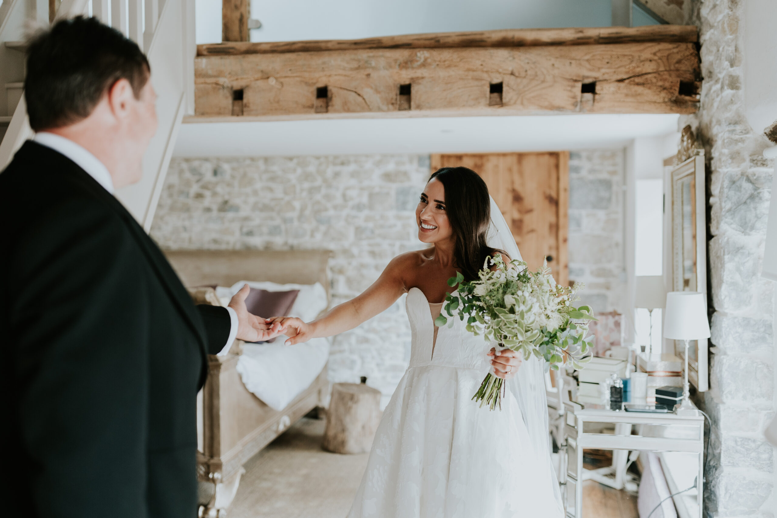 bride holding dads hand