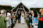 Kingscote Barn wedding, Confetti throw